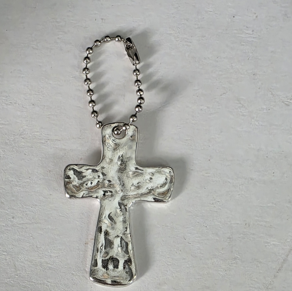 CROSS Bag Charm Silver Hammered Texture - Picture 3 of 6